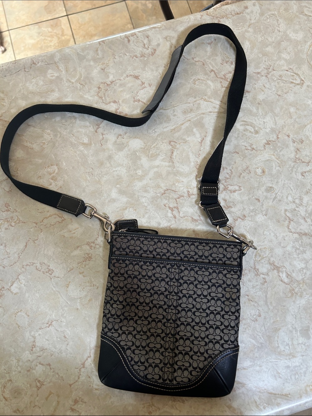 Coach Signature Canvas Crossbody in Black and Brown